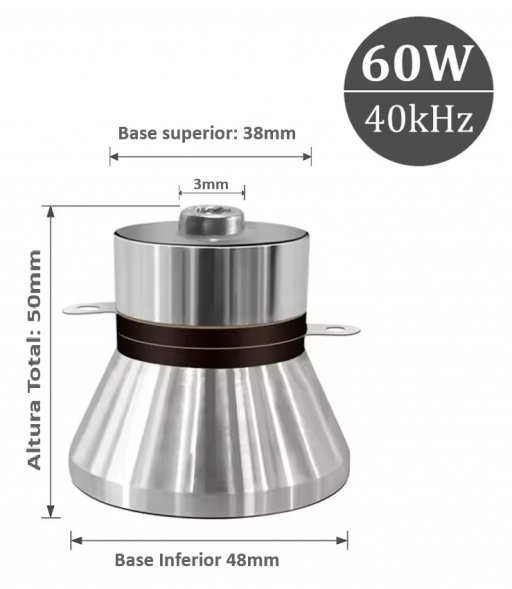 Transdutor Ultrassônico Piezoelétrico 60W 40KHz